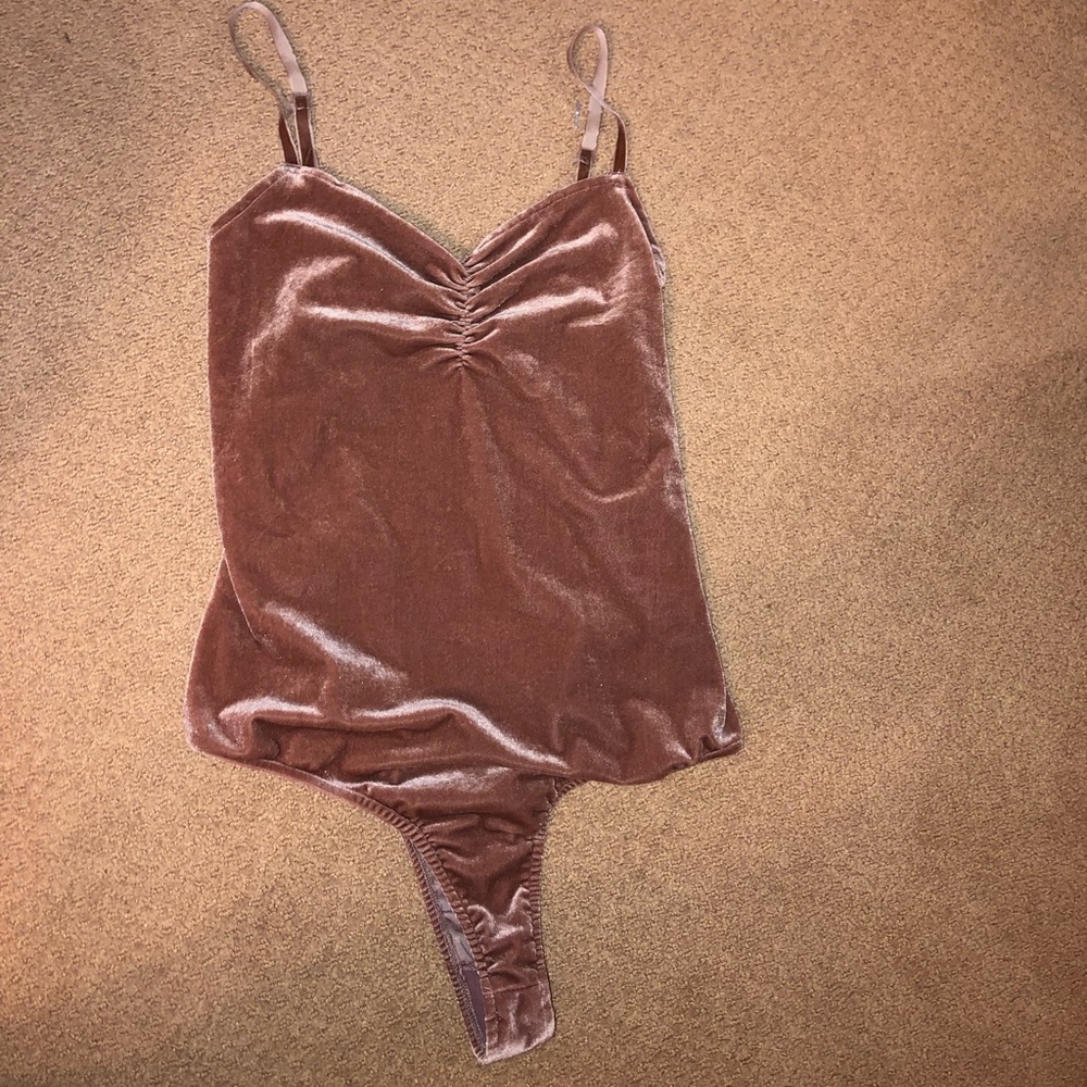 Rose gold velvet material bodysuit